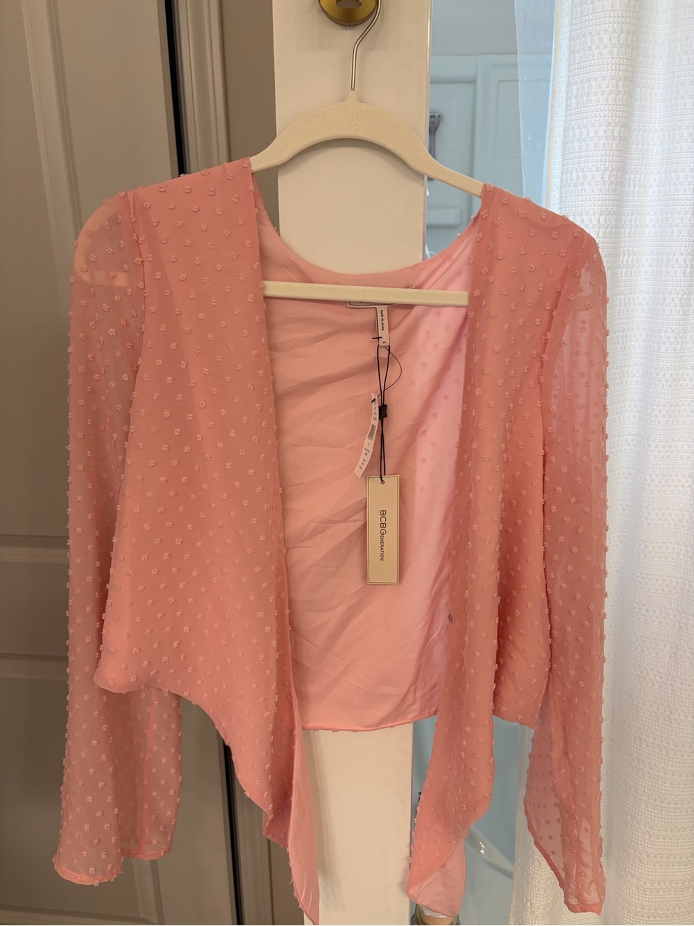BCBG Blossom Pink Textured Blouse